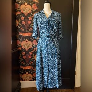 Floral Blue Midi Dress